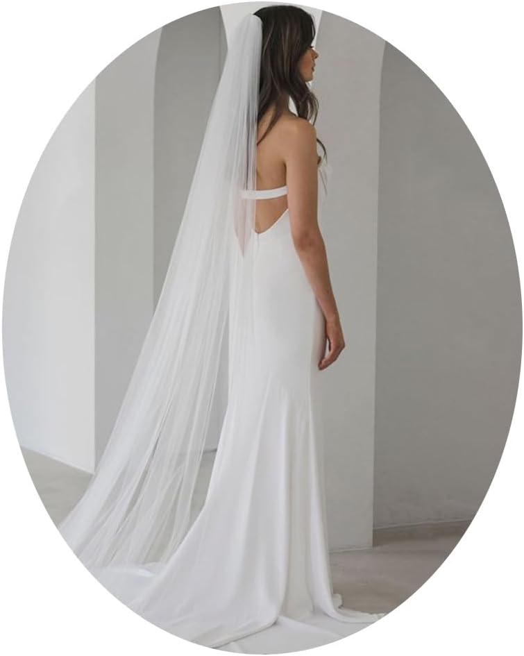 Foyte Cathedral Length Veil Bride Wedding Veils 1 Tier Bridal Long Tulle Chapel Veils for Women - Image 1